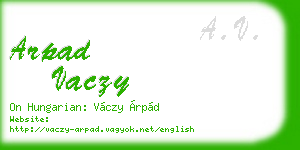 arpad vaczy business card