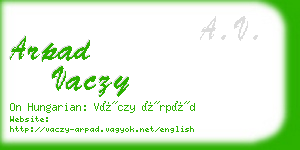 arpad vaczy business card